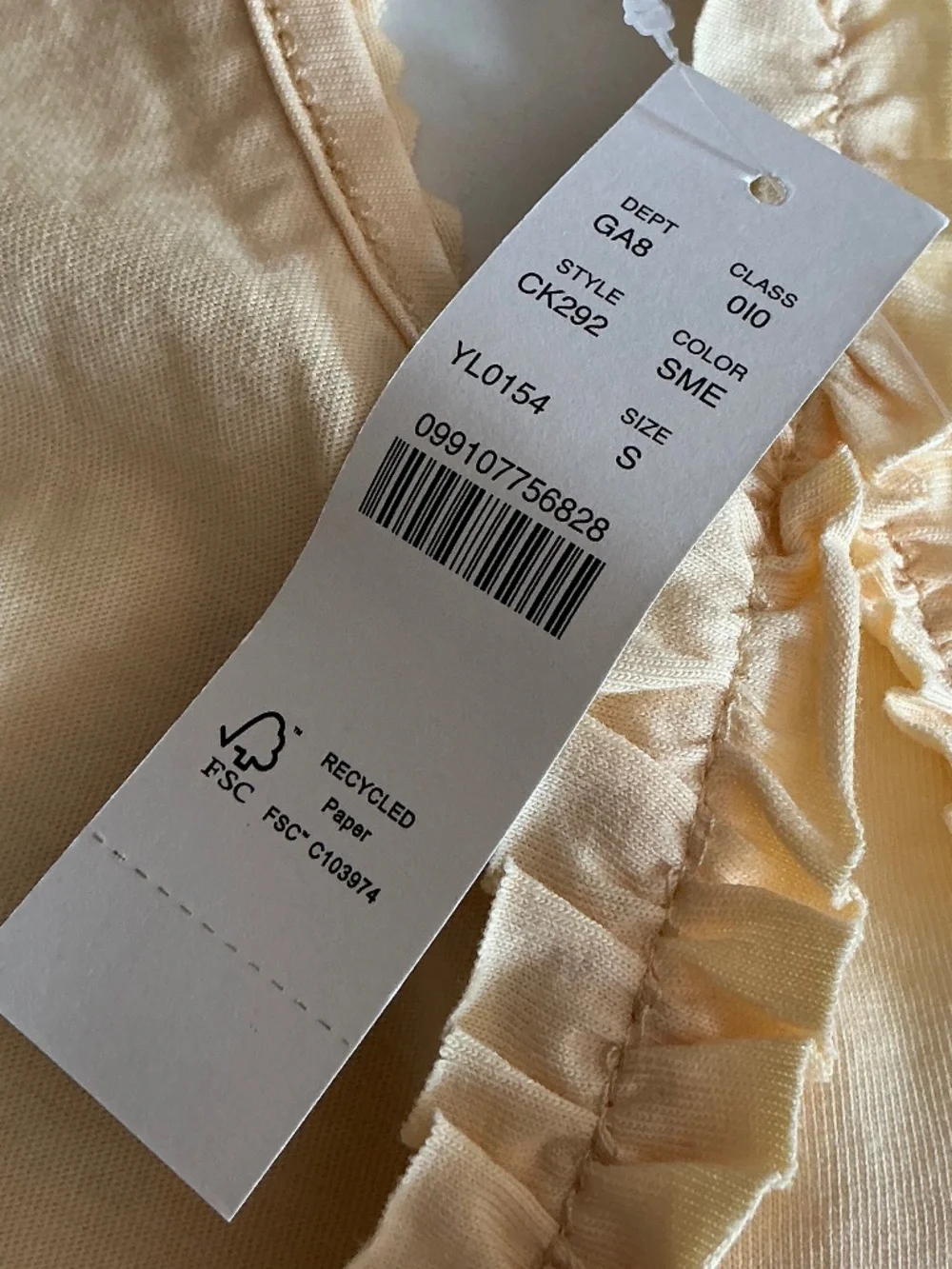 J Crew Broken In Jersey Button Front Butter Yellow Tank Camisole with Ruffle S